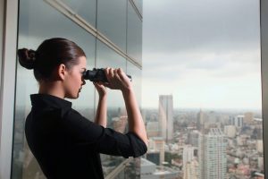 woman with binoculars, decorative