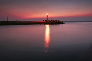 harbor light at night
