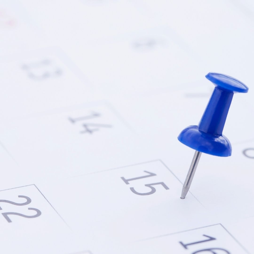 Activities- a pin pushed into a calendar date