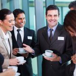 people networking at a work meeting