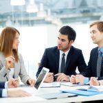 business meeting at a table