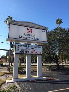 Bank sign with advertising a nonprofit event