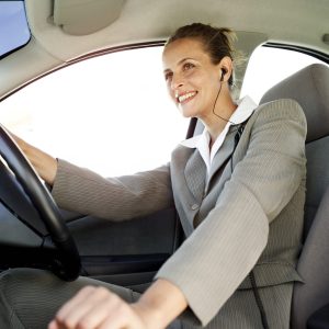 Woman inside a car driving