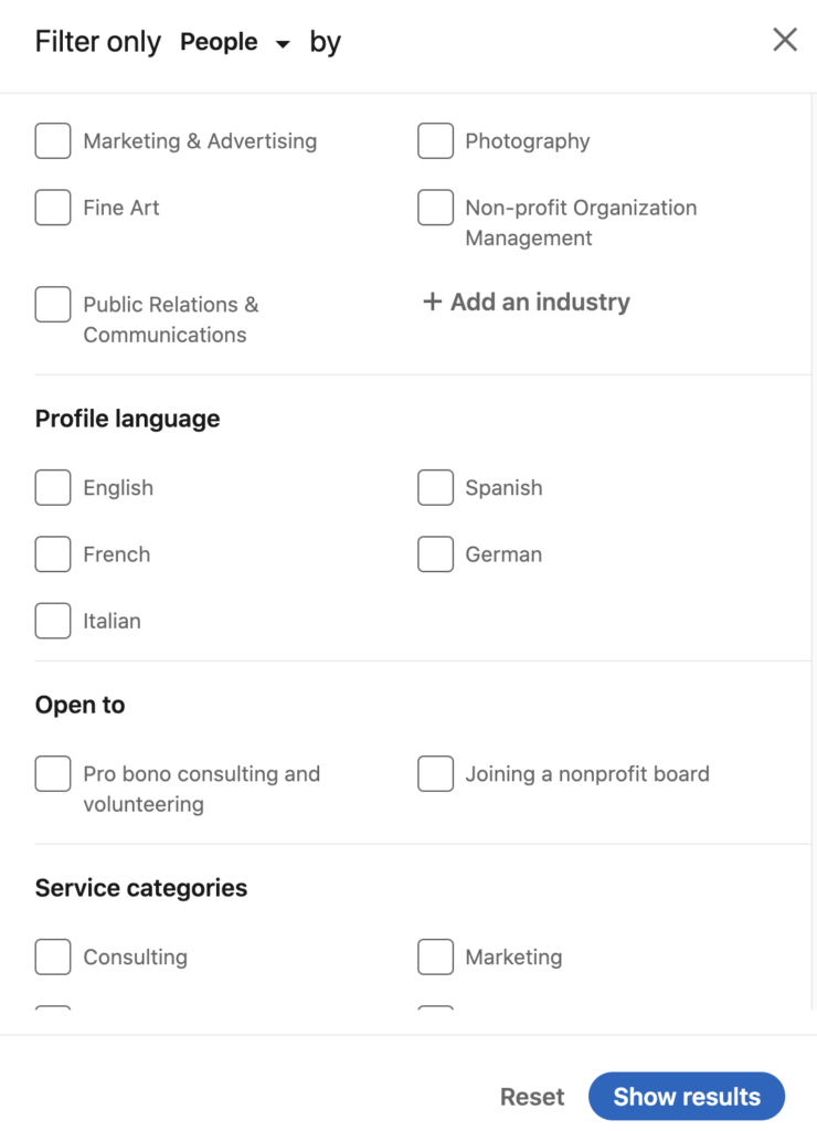 LinkedIn Search Filter Open to Board Service