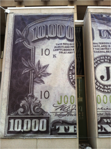 blow up of a 10,000 dollar bill