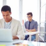 Male employees in an office